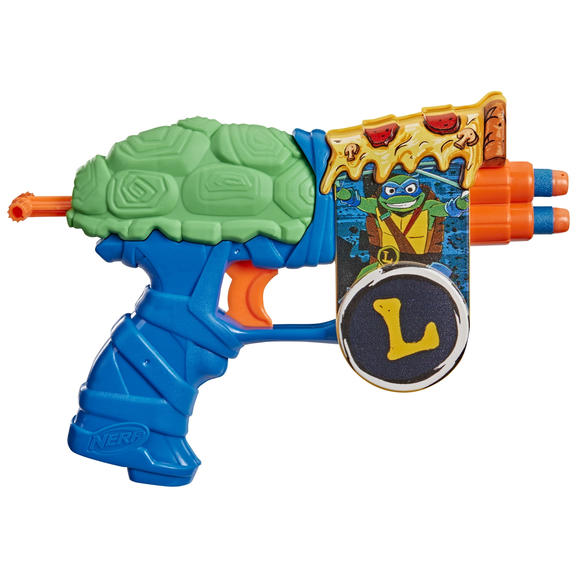 Nerf Leonardo Blaster with Teenage Mutant Ninja Turtles Theme, 4 Elite Darts, for Kids Indoor and Outdoor Play