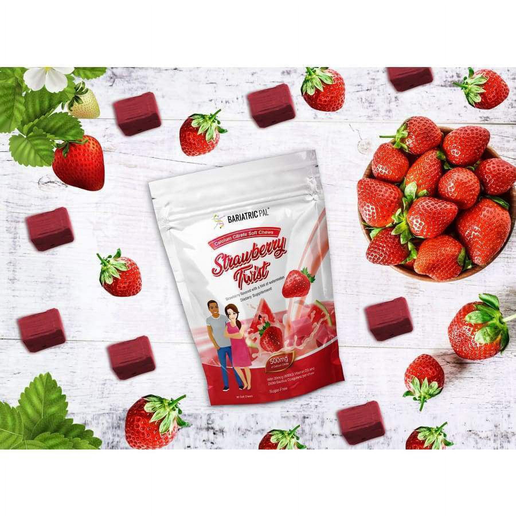 BariatricPal Sugar-Free Calcium Citrate Soft Chews 500mg with Probiotics - Strawberry Watermelon Twist Size: 180ct