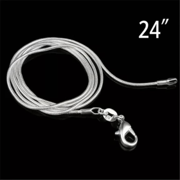 EASTIN 10Pcs Wholesale 925 Sterling Silver Solid 1MM Snake Chain Necklace Jewellery -24inch-10Pcs