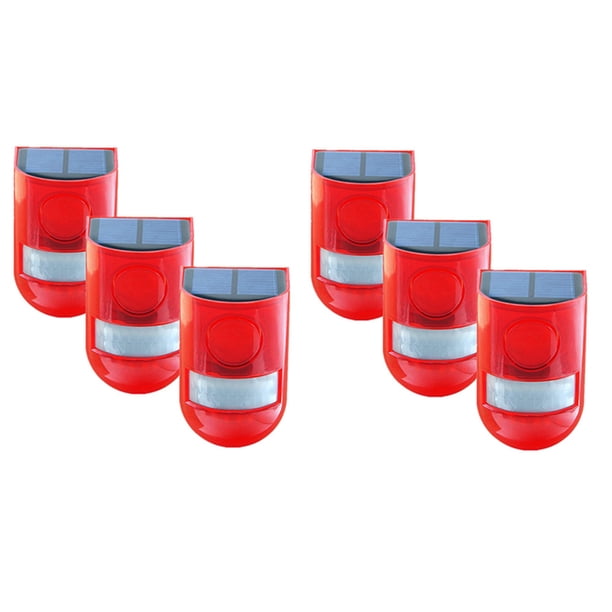 Paquete de 6 Luces Estroboscópicas Solares con Alarma de Sensor de Movimiento 129DB Sirena de Seguridad de Sonido IP65 Impermeable para Villa Granja Patio Jardín