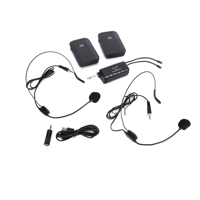 Sidaley Micrófono UHF inalámbrico portátil montado en la cabeza con transmisor receptor Cables de audio/vídeo