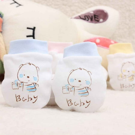 New 1Pair Cotton Baby Anti Scratching Gloves Newborn Gloves Protection Baby Mittens Glove Infant Accessories Blue