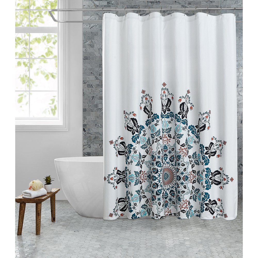 Mainstays Medallion Microfiber Shower Curtain, 72" x 72"