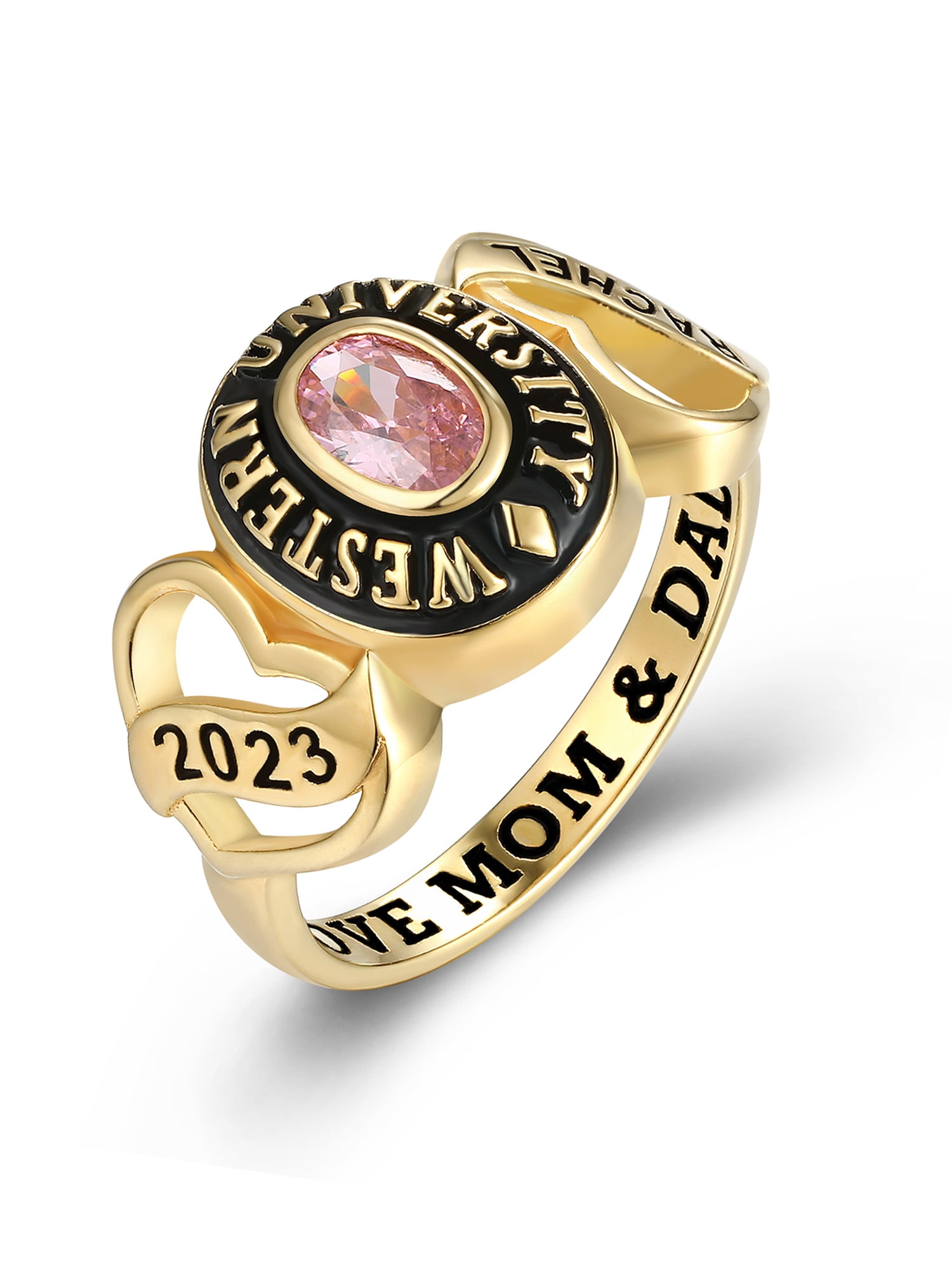 Mementos PJM Custom Women’s Class Rings 10kt Yellow Gold for High School and College Graduation