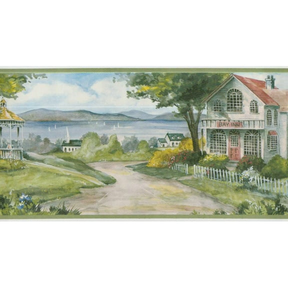 878747 Waterfront Cottages Wallpaper Border 29165