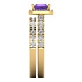 thumbnail image 3 of Clara Pucci 14K Yellow Gold Princess Cut 0.75Ct Natural Amethyst Engagement Ring + Matching Band - Luxury Box Included, 3 of 7