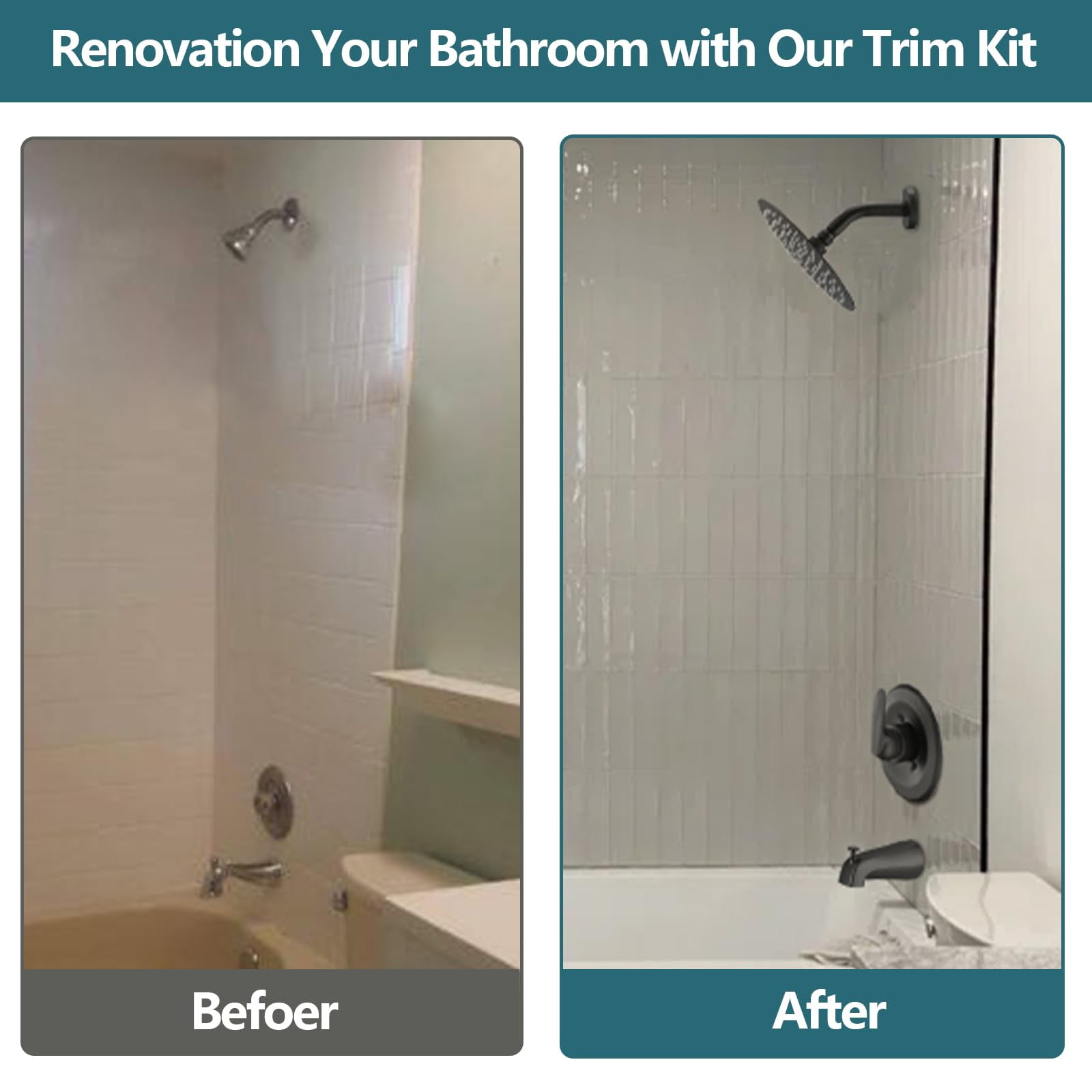 Replacement 8" Rainfall Shower Faucet Tub Trim Kit for Delta 13/14 Series, High Pressure Round Rain Shower Head& Handle Set System, Matte Black (Valve& Catridge Not Inclued)