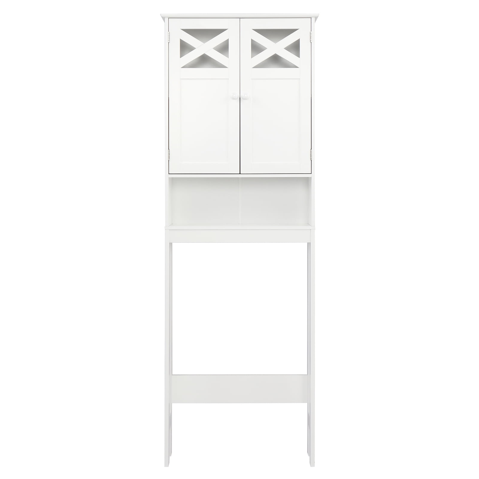 2-Door 3-Shelf Bathroom Toilet Cabinet, White, 23.63 x 7.88 x 68.19 in