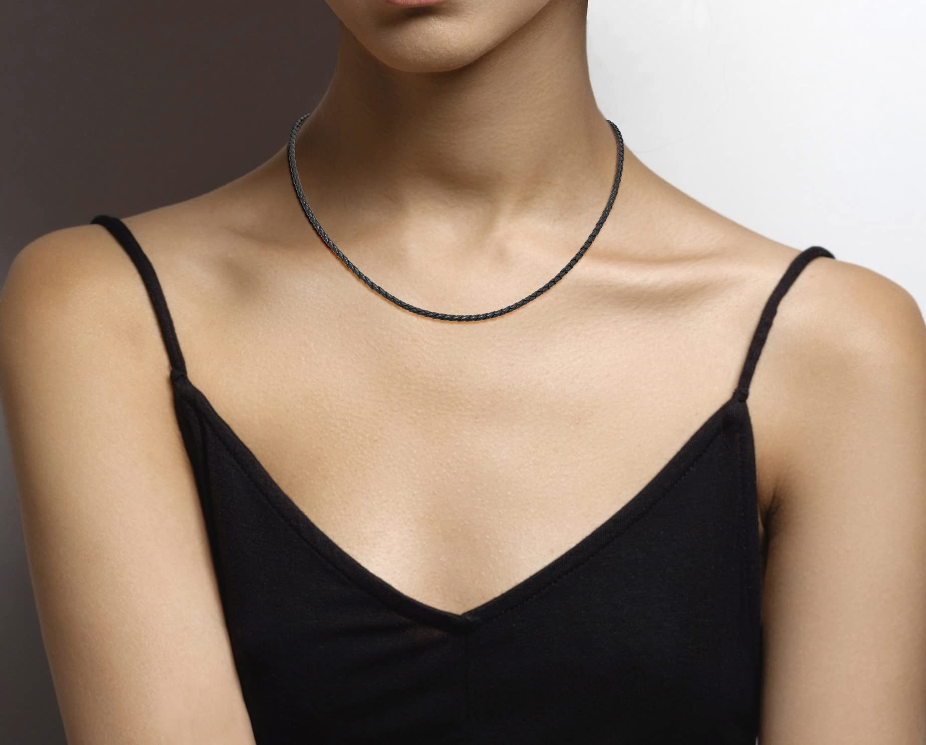 Miabella Genuine 3mm Black Braided Italian Leather Cord Chain Necklace for Men Women with 925 Sterling Silver Clasp, Made in Italy (Length 20 Inches)