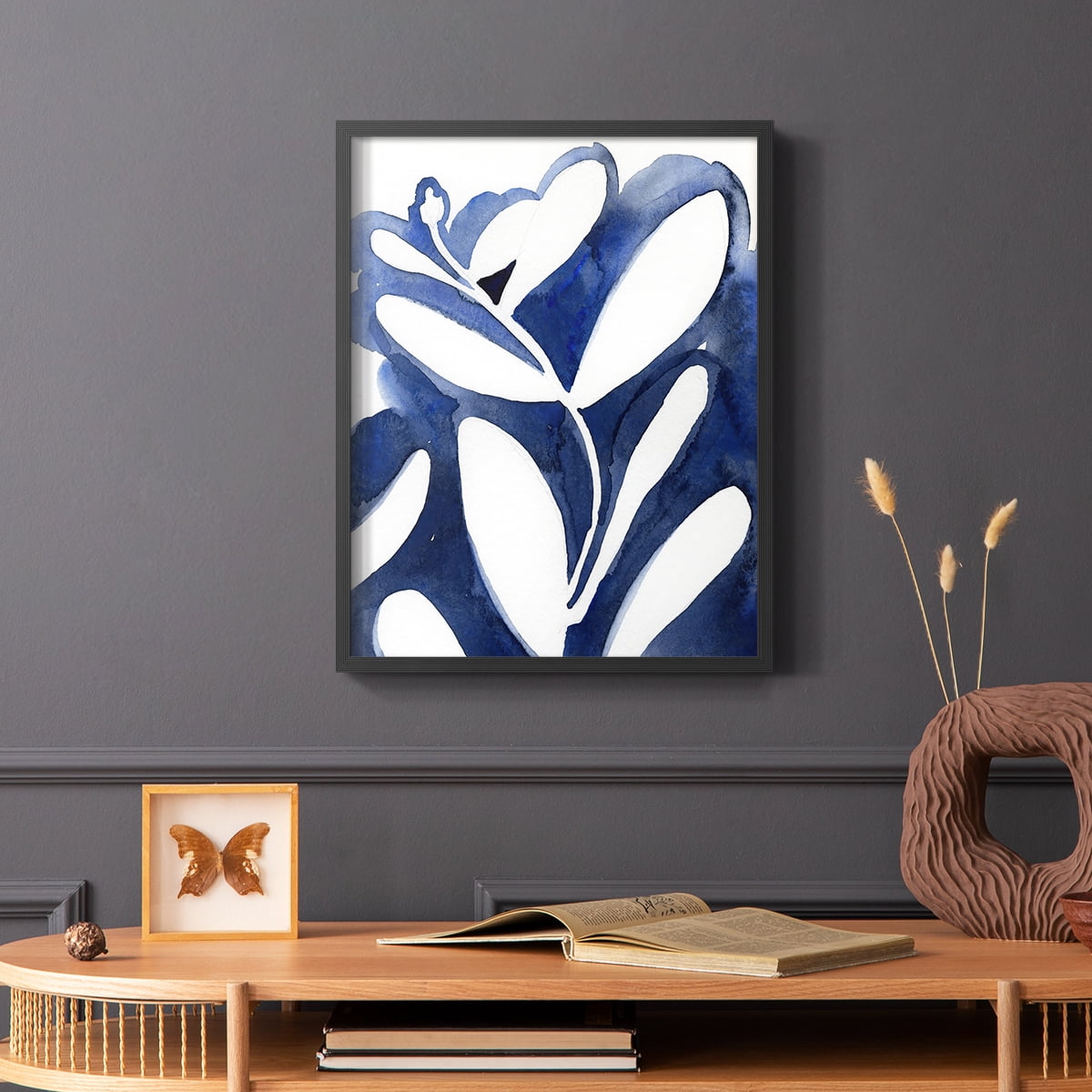Blue Eucalyptus I Framed Print in Black Solid Wood Framed Print No Nail Hanging