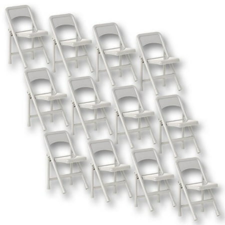 Set Of 12 Gray Plastic Toy Folding Chairs For Wwe Wrestling Action Figures