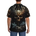 thumbnail image 3 of Pofeuu Vintage Ornate Skull Print Mens Casual Short Sleeve Shirts Beach Summer Spread Collar Pocket Tops Men's Casual Short-sleeved Shirt-XX-Large, 3 of 5