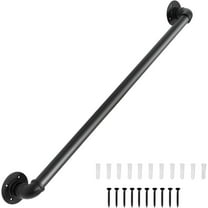 3Ft Pipe Stair Handrail Metal Black Rail for Indoor & Outdoor Wall Mount Support