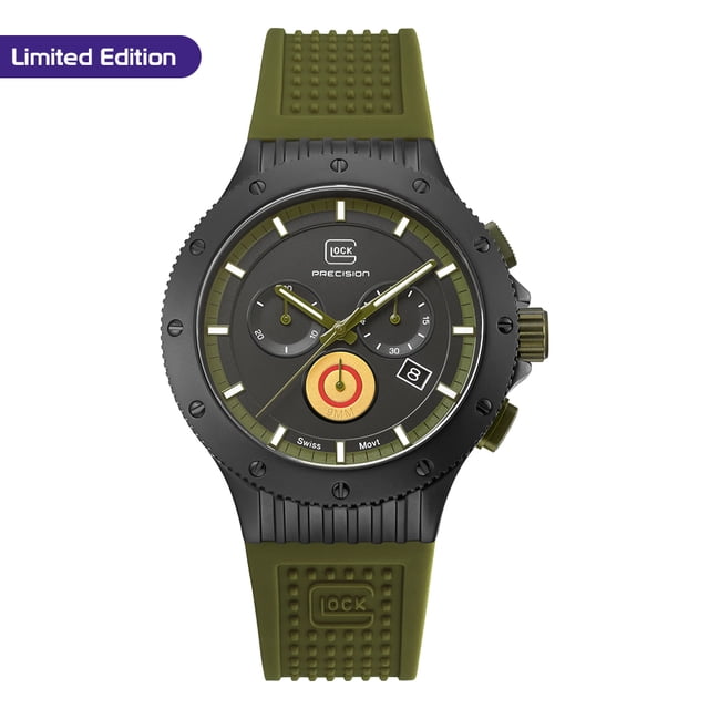 Funda de titanio negra para reloj Glock Precision, silicona verde