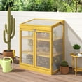 thumbnail image 3 of 2-Tier Wooden Cold Frame Greenhouse Cabinet with Adjustable Shelves, Brown, 3 of 12