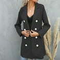thumbnail image 6 of Tejiojio Jackets Clearance Women's Spring And Autumn Lapel Solid Color Long Sleeve Buttoned Long Belted Blazer Coat, 6 of 6