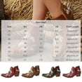 thumbnail image 4 of BRGZLK Womens Cowgirl Western Ankle Boots Trendy Novel Floral Embroidered Pointed Toe Side Cutout Block Heel Booties Classic Vintage Comfort Country Footwear Coffee 37, 4 of 10