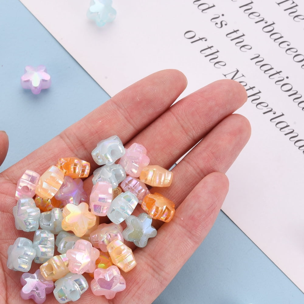 Imitation Jelly Acrylic Beads AB Color Plated Flower Mixed Color 11x12x7.5mm Hole: 2.5mm about 890pcs/500g