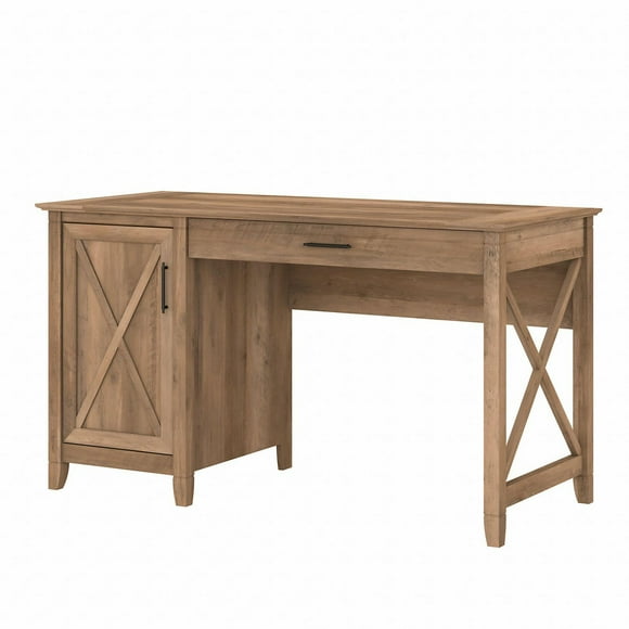 Bureau d’ordinateur 54L avec tablette clavier et rangement Key West de Bush Furniture en pin vieilli