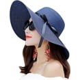 thumbnail image 1 of Sombrero de paja de ala ancha para mujer, sombrero flexible y plegable enrollable, sombrero de playa con protección solar UPF 50+ para verano$Sombrero de ala ancha para mujer, sombrero de, 1 of 7
