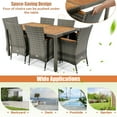 thumbnail image 6 of Gymax 7PCS Outdoor Dining Set Patio Acacia Wood and Rattan Furniture Set w/ Cushions, 6 of 10