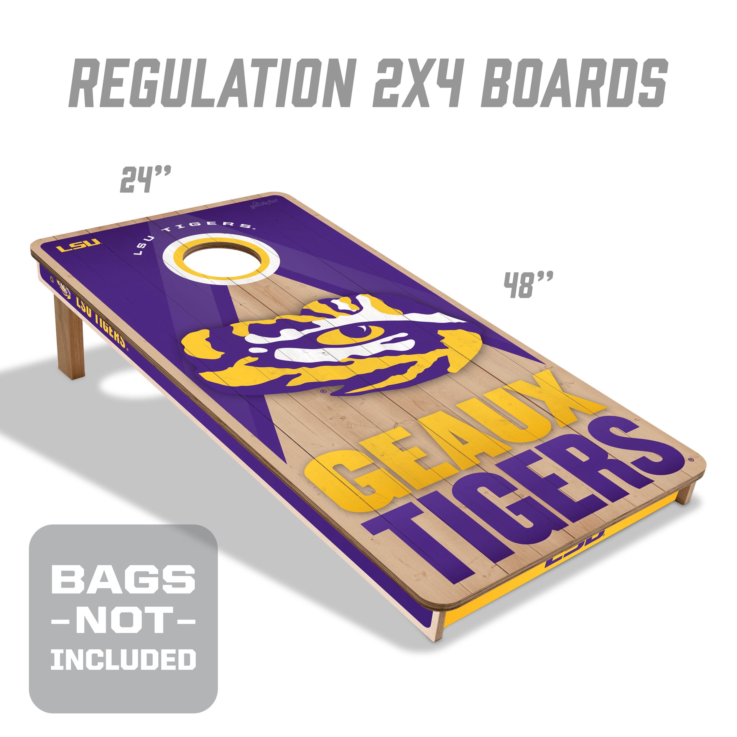 YouTheFan NCAA LSU Tigers 2X4 Slogan Series Cornhole NO BAGS