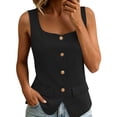 thumbnail image 6 of GERsome Womens Tank Tops Sleeveless Button Down Square Neckline Summer Casual Business Work Blazer Vests Black Size S, 6 of 8