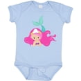 thumbnail image 3 of Inktastic Cute Mermaid, Pink Hair, Green Tail Girls Baby Bodysuit, 3 of 5