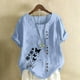 thumbnail image 2 of Vestidos Casuales Para Mujer, Blusas De Mujer De Moda Blusa informal de lino con cuello redondo, manga corta y botones para mujer, 2 of 4