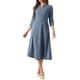 thumbnail image 1 of Vestido de trabajo para mujeres INSPIRE CHIC, corte A, mangas 3/4, vestido midi elegante, gris azul L, 1 of 6