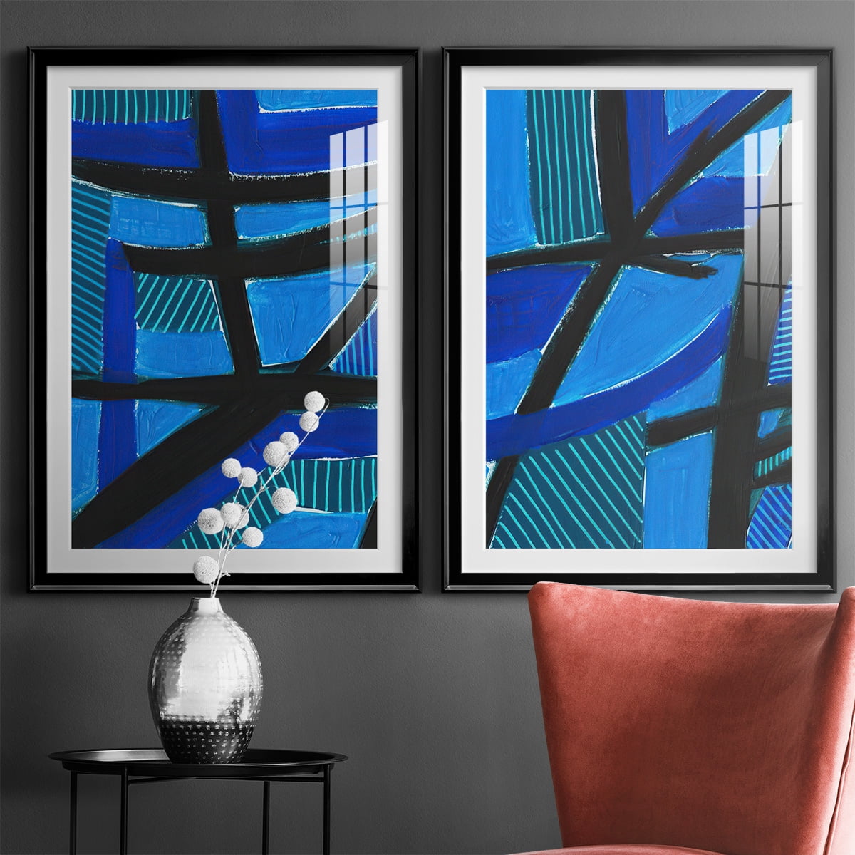 Wexford Home Involved Blues I Premium Framed Print, 26.5" x 36.5" - Ready to Hang, Black (Set of 2)