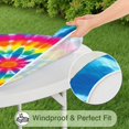 thumbnail image 5 of Colorful Rainbow Tie Dye Spiral Pattern Round Fitted Tablecloth with Elastic Edge,Dining Table Cover Waterproof,Outdoor Round Tablecloth for Camping,Dining,Indoor and Outdoor, 5 of 7