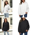 thumbnail image 2 of Women's Black Textured Hoodie Comfortable Long Sleeve Pullover Top Streetwear with Pockets for Sport and Daily Wear, 2 of 8