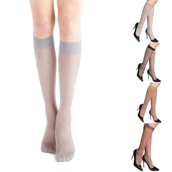 Women Knee High Silk Stockings 1 Pair Ultrathin Transparent Socks Supplies for Female Costume Cosplay Matching with Clothes Accessories Gray