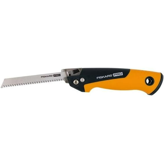 Fiskars Pro Power Tooth Compact Utility Hand Saw - Folding, SoftGrip Handle - 6 In Blade, Orange