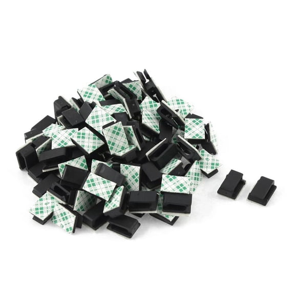 100 Pcs Adhesive Wire Cord Cable Holder Tie Clip Organizer Drop Clamp,100( +/-2%) x Adhesive Cable Tie,Black