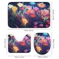 thumbnail image 3 of Watercolor Wildflowers 4 Piece Shower Curtain Sets, with Non-Slip Rugs, Toilet Lid Cover And Bath Mat, for Bathroom Decor Set, 3 of 8
