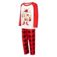 thumbnail image 3 of Elippeo Christmas Family Pajamas Matching Set, Long Sleeve Letters Print T-shirt with Plaid Pants Sleepwear Loungewear, 3 of 10