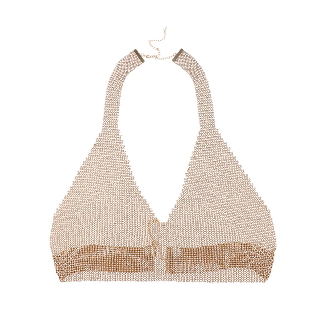 Cadena del cuerpo del brillo Sunnimix Arnés Rhinestone Body Chest Chain Oro