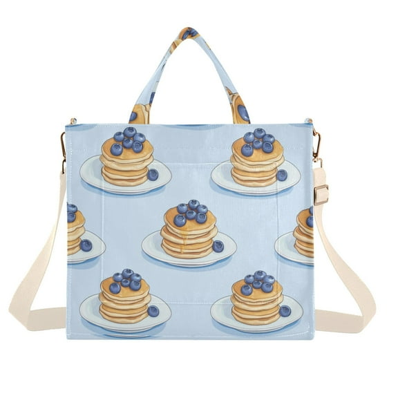 FORMRS Womens Corduroy Tote Bag Crossbody Shoulder Handbag with Pocket, Blueberry Pancake Pattern
