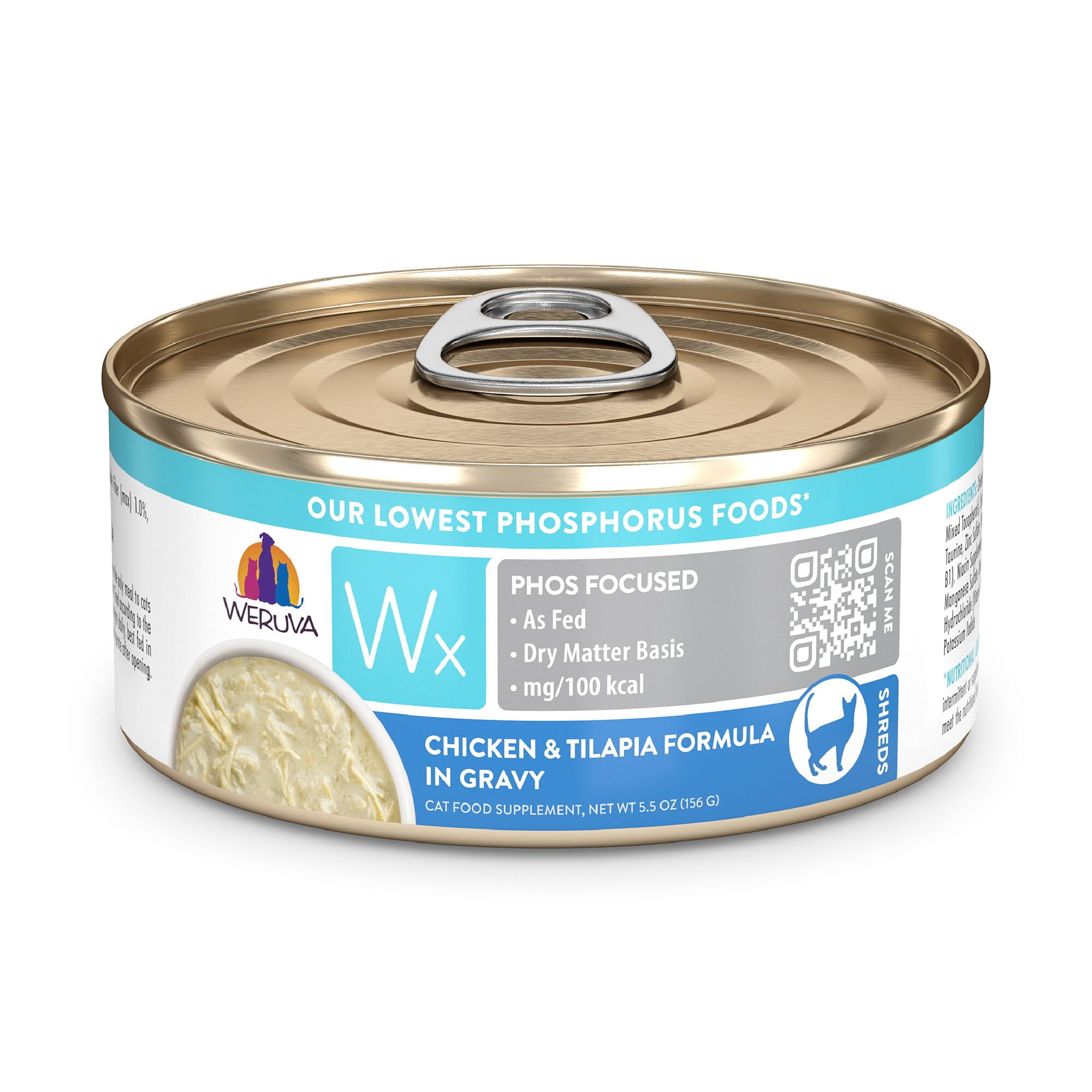 Weruva Wx Phos Focused Chicken & Tilapia Formula in Gravy Wet Cat Food, 5.5 oz., Case of 8