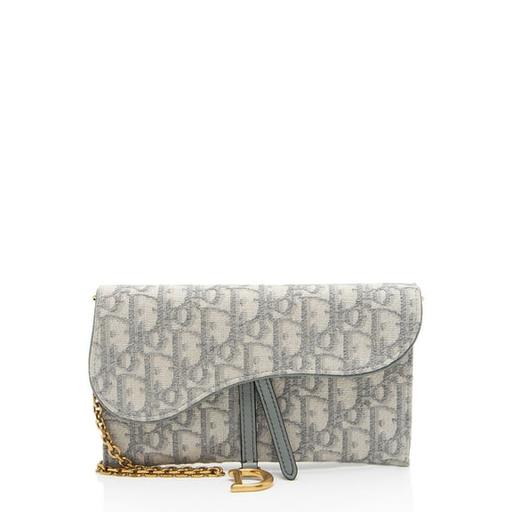 Pre-Owned Dior Oblique Small Saddle Pouch with Chain