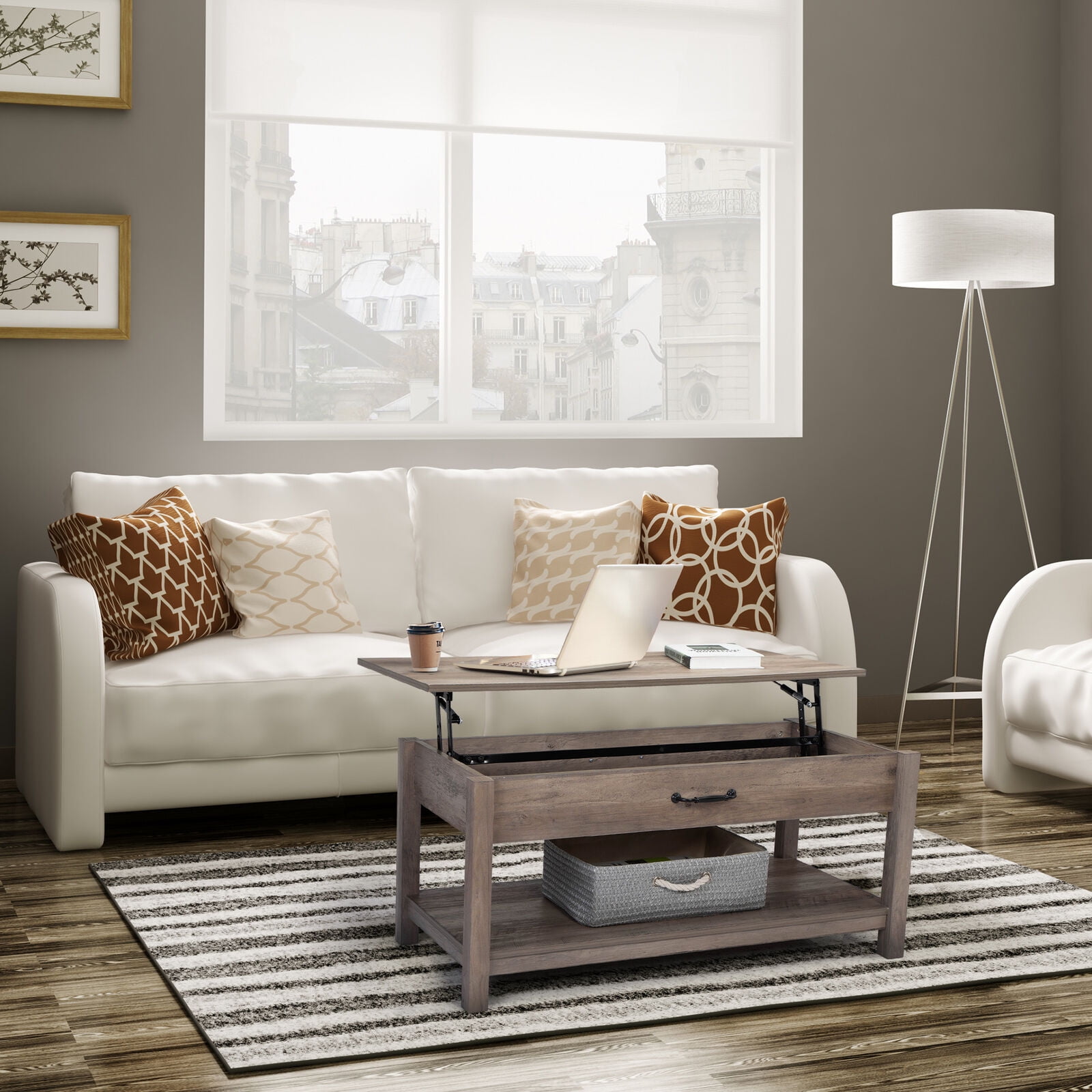 Private Jungle Rustic Lift Top Coffee Table W/ Hidden Storage Compartment and Open Shelf Home,Gray Private Jungle Rustic Lift Top Coffee Table W/ Hidden Storage Compartment and Open Shelf Home,Gray