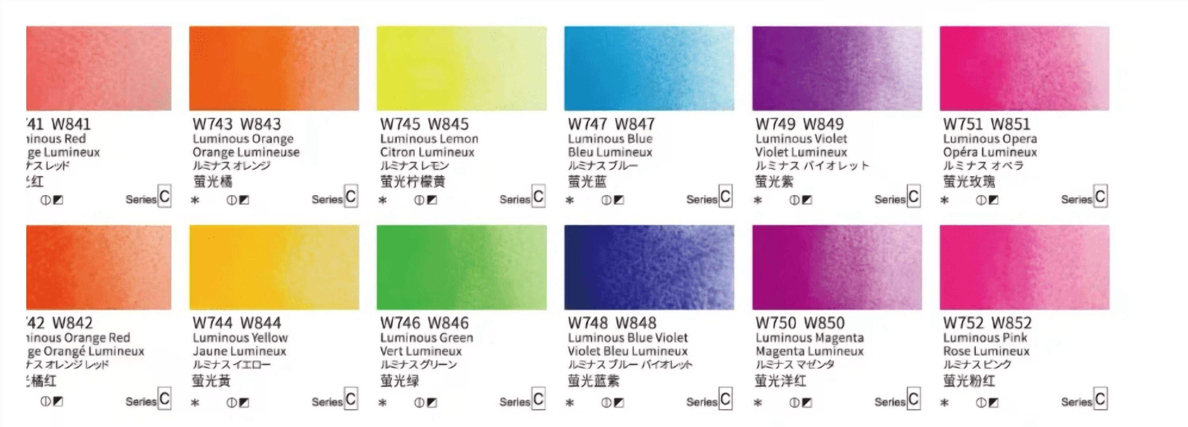 Holbein Fluorescent Watercolor Set 12 Colors 5ml Special Acuarela Colors Artist Luminous Pigments Beginner Art Supplies