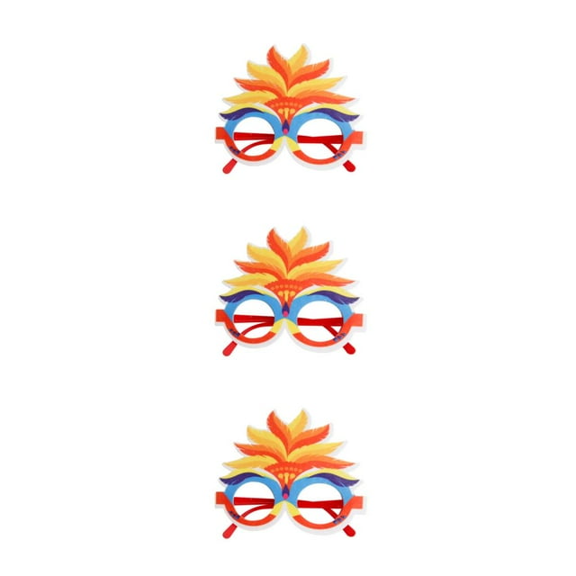 Guardoinrt Monture de Lunettes Plume Bricolage Couleur Vive Lunettes de Carnaval Bal Scène Performance Robe Fête Fournitures Lunettes Jaune orange Ensemble de 3