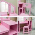 thumbnail image 4 of Princess Vanity Table and Chair Set for Girls with Tri-Folding Mirror, Touch Light Vanity Desk with 4 Storage Shelves & High Back Chair, Convertible to Writing Desk,Gift for Girls ﻿, 4 of 5