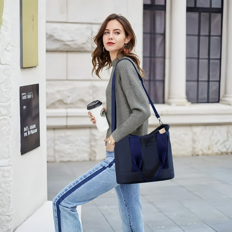 Small Canvas Tote Bag for Women with Zipper Crossbody Bag