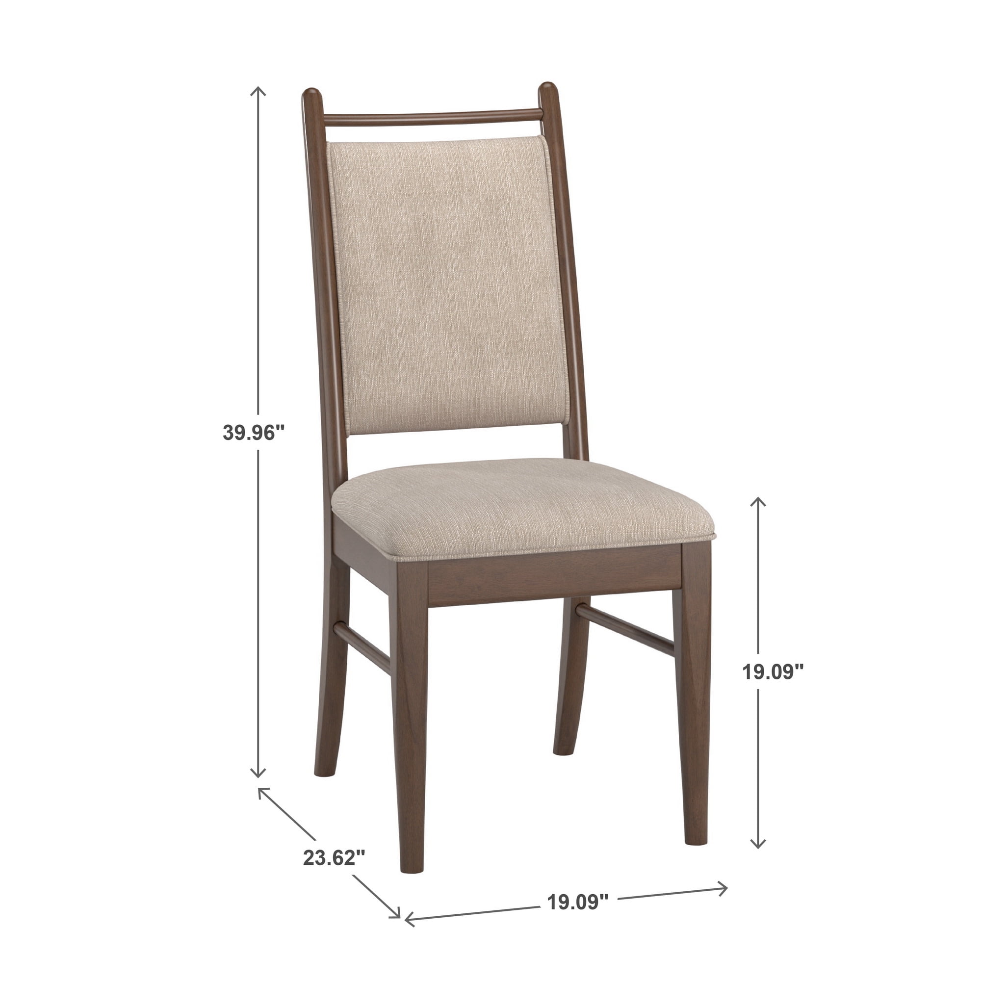 Weston Home Alta Wood Finish Beige Fabric Dining Chair, Set of 2, Walnut
