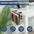 thumbnail image 4 of Metal Desk Side Laptop Mount No Punch Hanging Laptop Desk Holder High Load Bearing Side Notebook Stand with Silicone Pad for Folder, 4 of 10