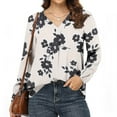 thumbnail image 2 of Cyber&Monday Deals USSUMA Womens Blouses and Tops Dressy Womens Boho T-Shirts Casual Floral Print V Neck Long Sleeve Loose Blouses Shirts Tops, 2 of 7